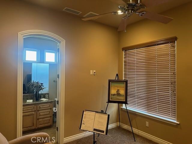 17134 Joshua Rd, Apple Valley, CA 92307 - sitting room with ceiling fan and carpet