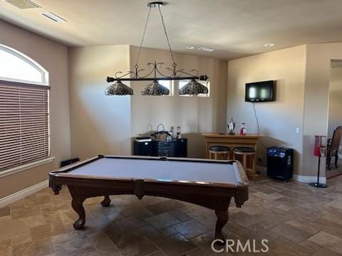 17134 Joshua Rd, Apple Valley, CA 92307 - recreation room with pool table, stone finish floors, and bar