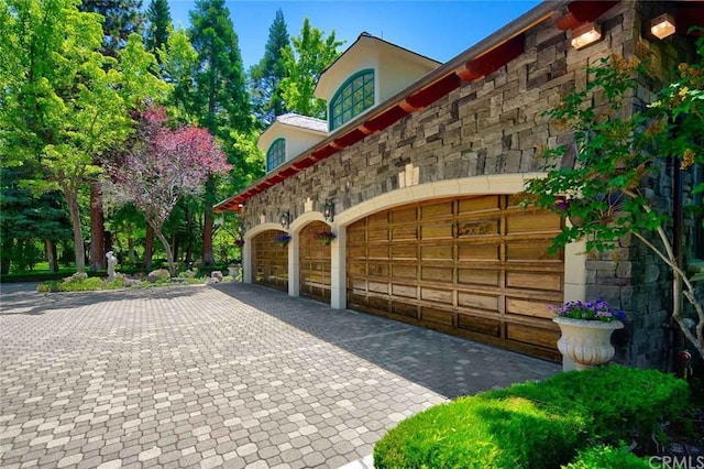 exterior space featuring a garage