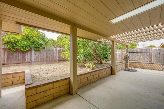 view of patio featuring a pergola