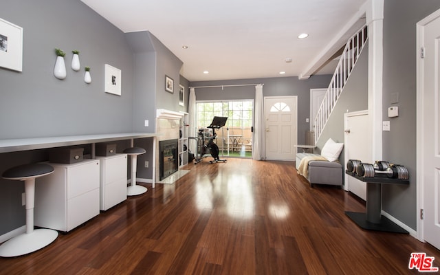 foyer entrance with wood-type flooring