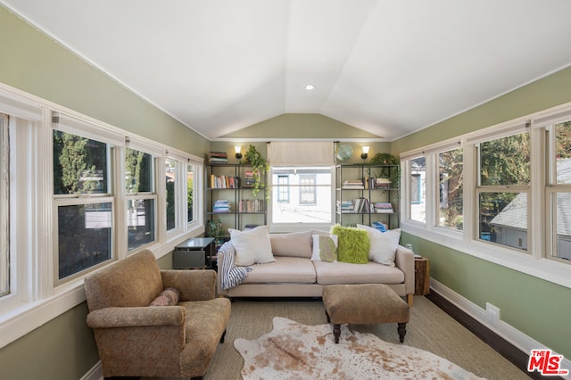 sunroom with vaulted ceiling