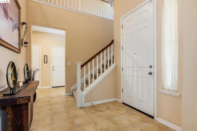 foyer with light tile flooring