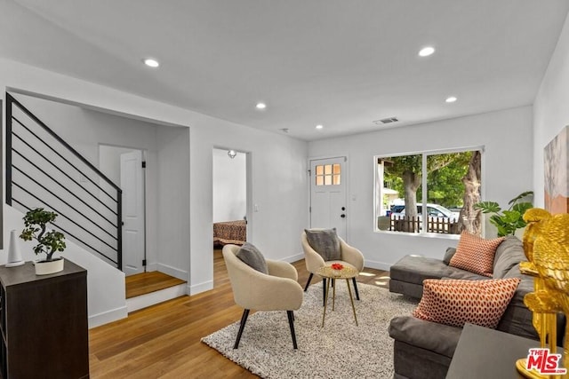 living room featuring light hardwood / wood-style flooring