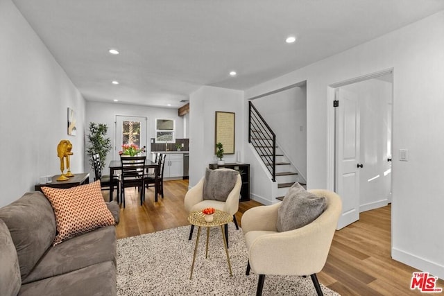 living room with light wood-type flooring