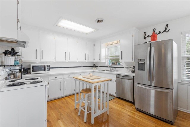 549 E Gulf Beach Dr, Saint George Islan, FL 32328 - kitchen with appliances with stainless steel finishes, plenty of natural light, light countertops, and white cabinetry