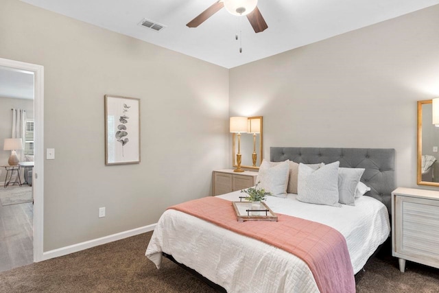 bedroom with carpet and ceiling fan