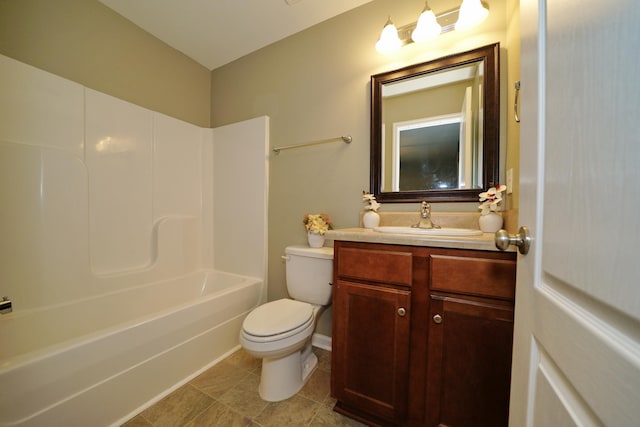 full bathroom with vanity, toilet, and tub / shower combination