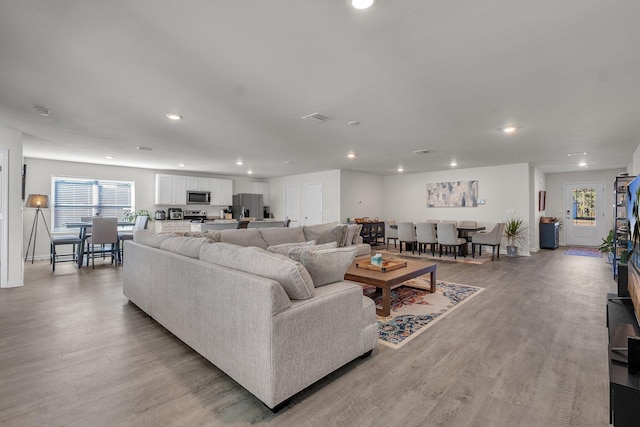 living room featuring light hardwood / wood-style flooring