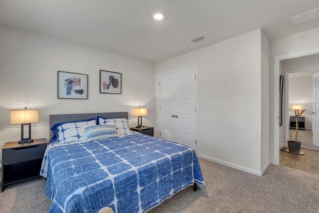 bedroom featuring carpet