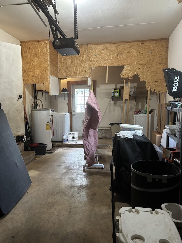 1208 Halifax Ct, Tallahassee, FL 32308 - garage featuring water heater, a garage door opener, and washing machine and clothes dryer