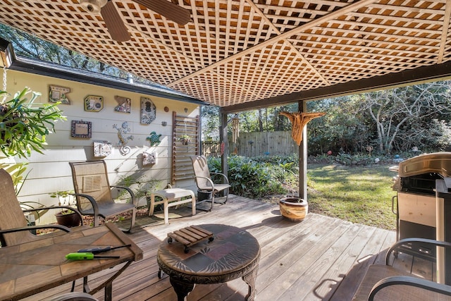 deck featuring ceiling fan