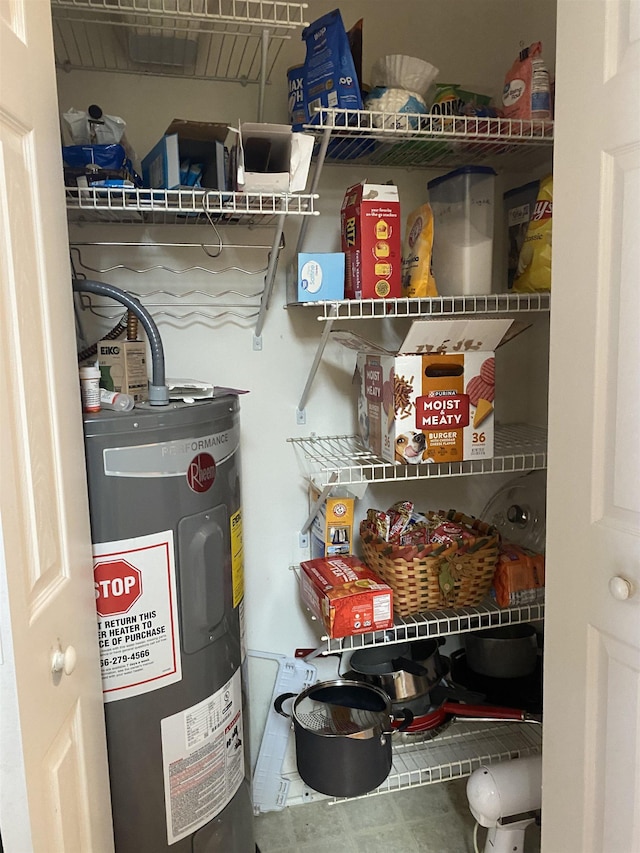 pantry featuring electric water heater