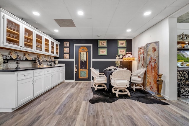 5902 Shady Rest Rd, Havana, FL 32333 - bar area with light wood-style floors, baseboards, and recessed lighting
