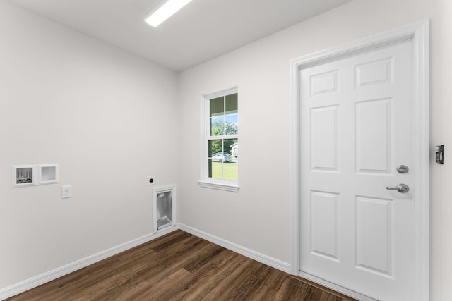 laundry room with hookup for an electric dryer, washer hookup, and dark hardwood / wood-style flooring