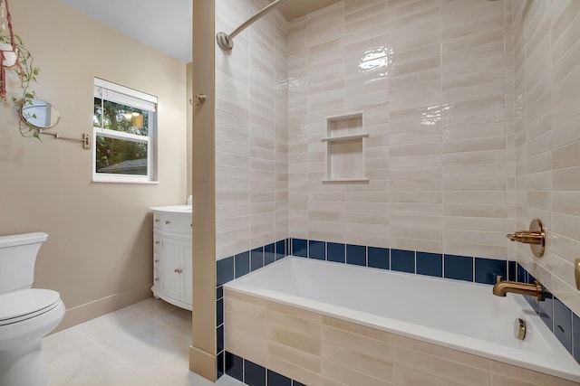 1310 E 7th Ave, Tallahassee, FL 32303 - full bath featuring toilet, tiled shower / bath, vanity, and tile patterned flooring