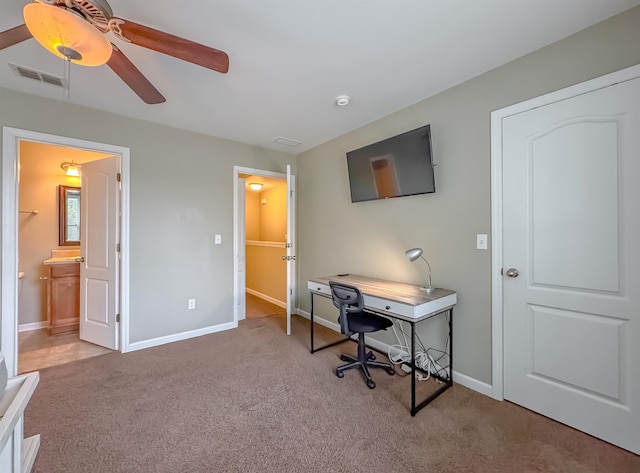 2027 Ann Arbor Ave Unit 1501, Tallahassee, FL 32304 - carpeted home office featuring ceiling fan and baseboards