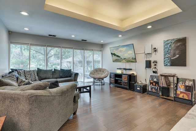 2414 Glenshire Ln, Tallahassee, FL 32308 - living room with plenty of natural light, wood finished floors, recessed lighting, and a tray ceiling