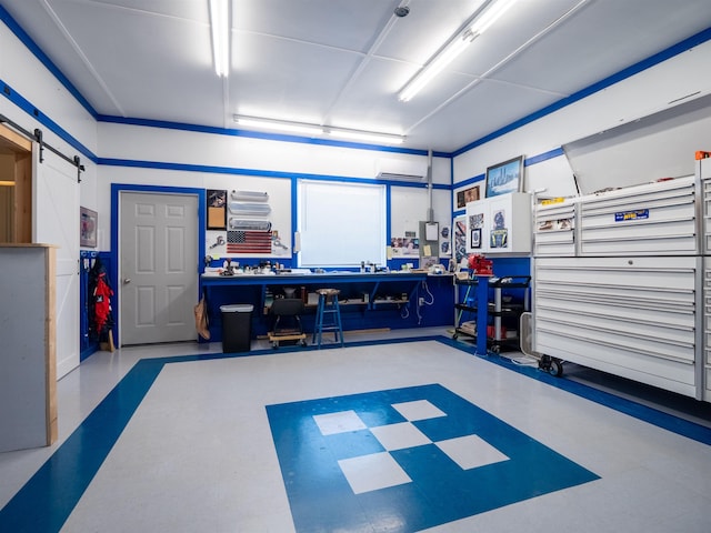 garage with a wall mounted AC