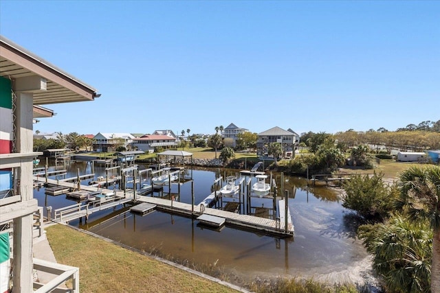 dock area featuring a water view