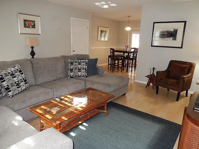 living room with hardwood / wood-style floors