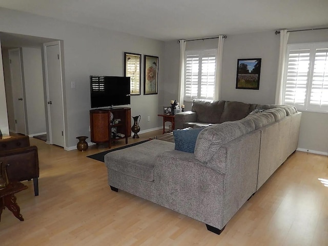 living room with hardwood / wood-style floors