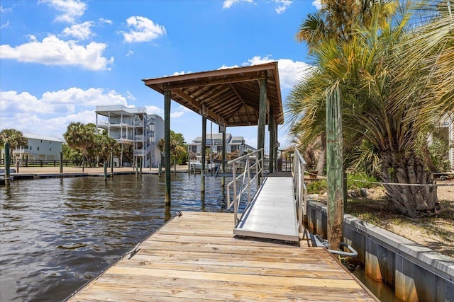 dock area featuring a water view