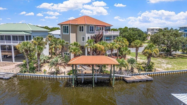 view of dock featuring a water view