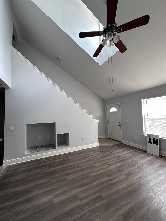3340 Sugar Berry Way, Tallahassee, FL 32303 - unfurnished living room featuring ceiling fan and wood finished floors