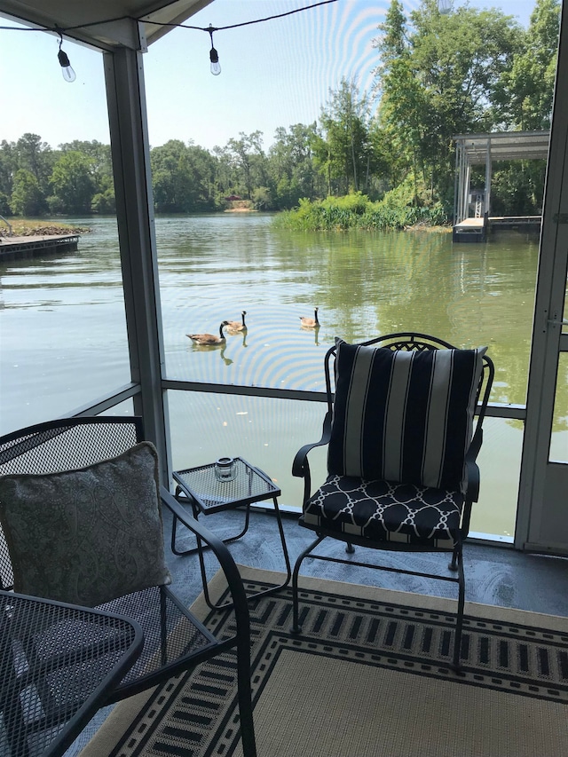 view of dock featuring a water view