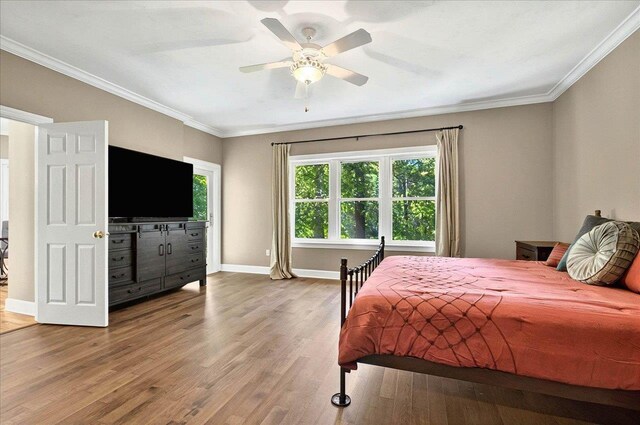 9078 Shoal Creek Dr, Tallahassee, FL 32312 - bedroom with multiple windows, wood finished floors, ornamental molding, and baseboards