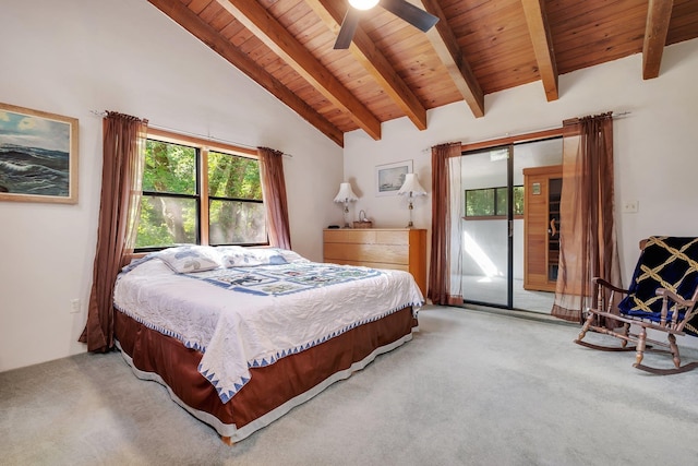 988 Timber Run, Havana, FL 32333 - bedroom featuring light colored carpet, wooden ceiling, access to exterior, and multiple windows