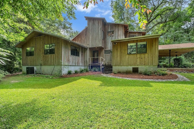 988 Timber Run, Havana, FL 32333 - view of front of house with a front yard, central air condition unit, and crawl space