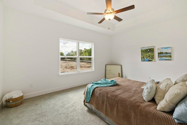 4468 River Breeze Ln, Tallahassee, FL 32303 - bedroom with carpet floors, baseboards, a tray ceiling, and ceiling fan