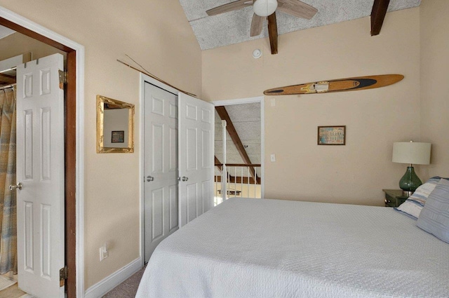 1195 Alligator Dr, Alligator Point, FL 32346 - bedroom featuring a closet, carpet floors, baseboards, and ceiling fan