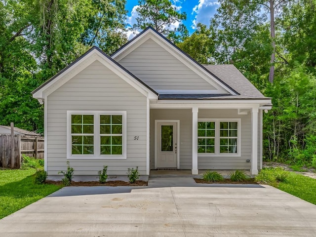 view of front of home featuring covered porch