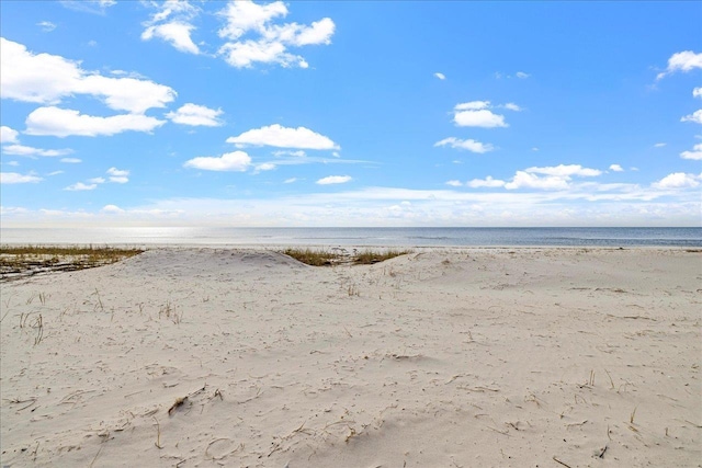 property view of water featuring a beach view