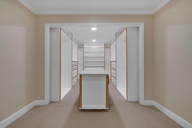 spacious closet with light carpet