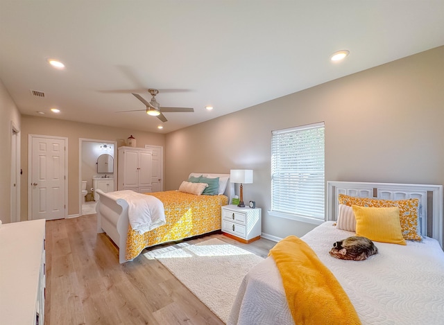 2825 Turkey Hill Trl, Tallahassee, FL 32312 - bedroom featuring baseboards, visible vents, recessed lighting, and light wood-style floors