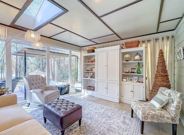2825 Turkey Hill Trl, Tallahassee, FL 32312 - living room with a skylight and light tile patterned flooring