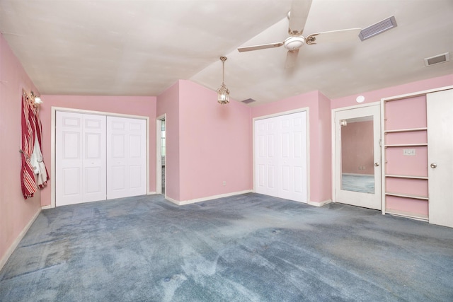 interior space featuring ceiling fan