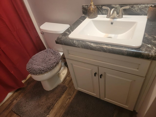 bathroom featuring hardwood / wood-style flooring and vanity