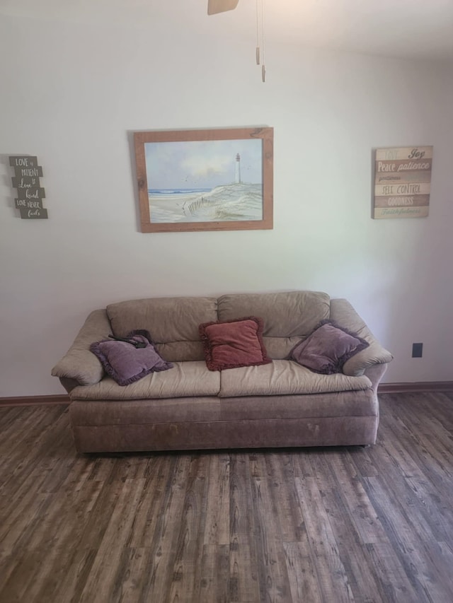 living room with dark wood-type flooring