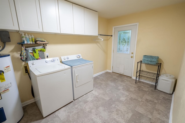 6611 Crooked Creek Rd, Tallahassee, FL 32311 - laundry area featuring gas water heater, cabinet space, and washer and clothes dryer
