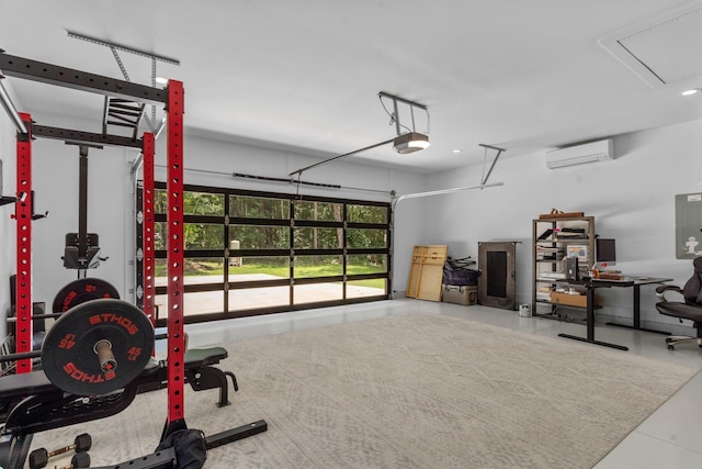 exercise room with a wall unit AC