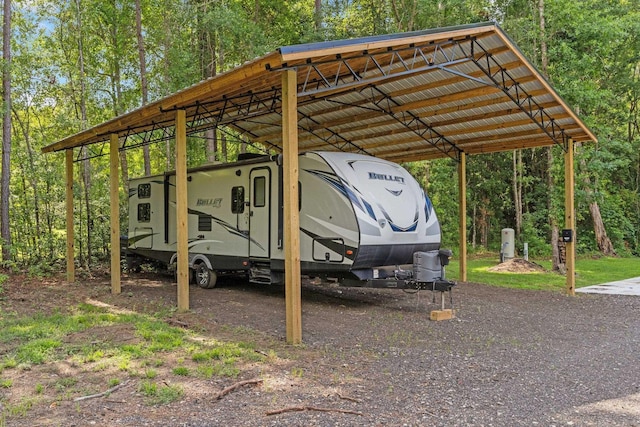 view of parking with a carport