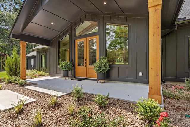 view of exterior entry with french doors