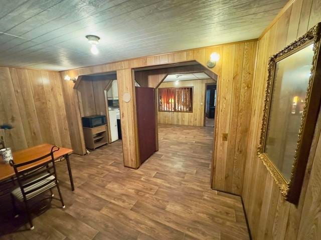 16872 Aqua Ln, Tallahassee, FL 32310 - interior space featuring wood finished floors, wood walls, and wood ceiling