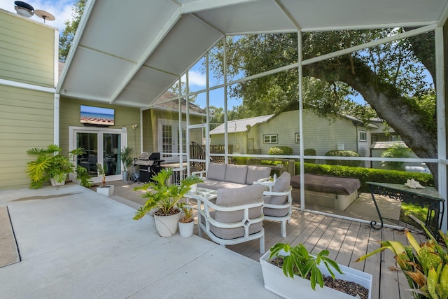 6509 Alan A Dale Trl, Tallahassee, FL 32309 - sunroom with lofted ceiling and an outdoor hangout area