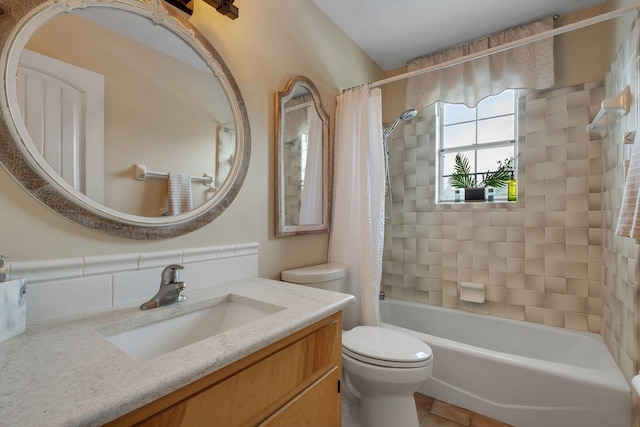 6509 Alan A Dale Trl, Tallahassee, FL 32309 - bathroom featuring vanity, shower / tub combo, and tile patterned floors